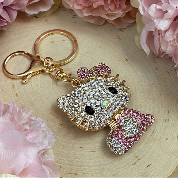 Hello Kitty with Pale Pink Crystal Dress & Bow Keychain Charm - Picture 6 of 12